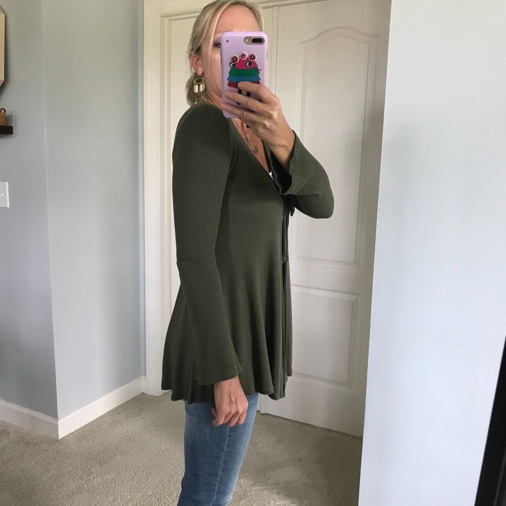Olive Tie Front Cardigan - Picture 3 of 6
